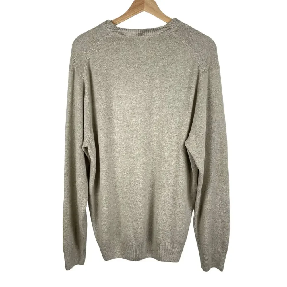 y2k Dockers Mens Cream Diamond Plaid Grandpa Sweater V Neck - Size XL